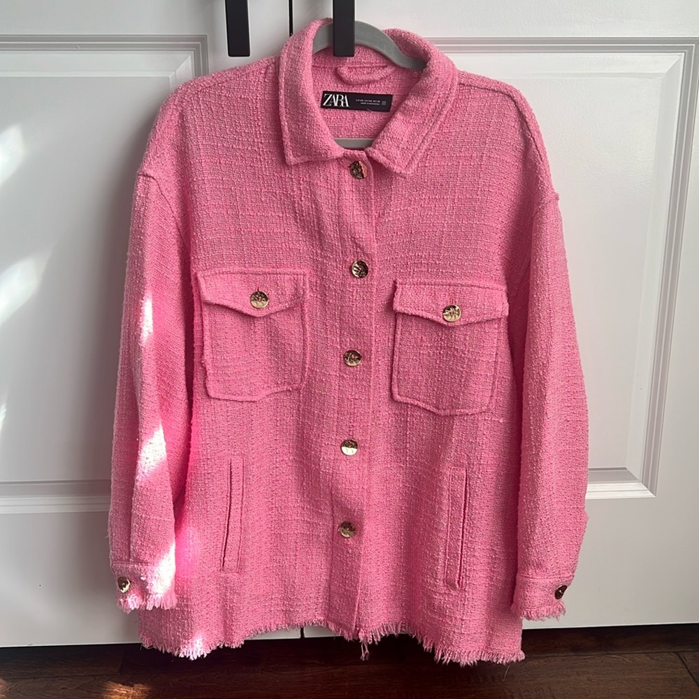 Zara Pink Tweed Jacket, size XXL